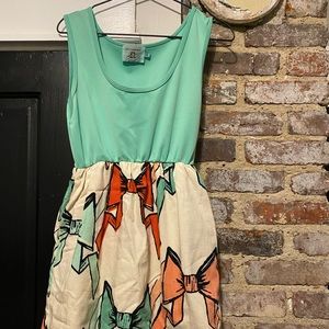 Turquoise, Colorful Bow Pattern Judith March Dress
